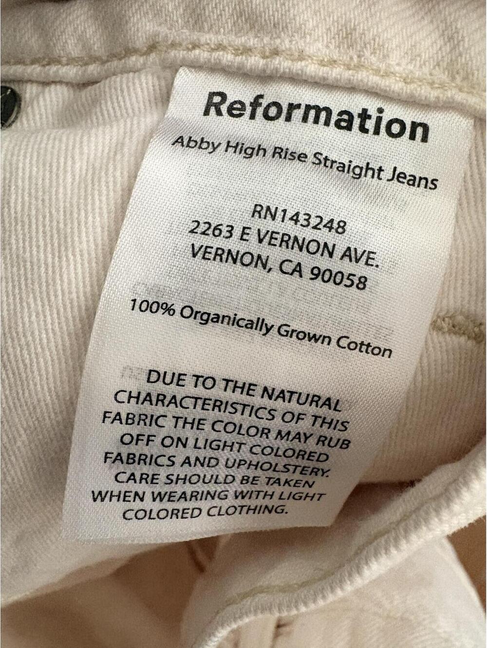 Reformation White Jeans High-Rise Straight Leg Classic Chic Size 26 - Picture 4 of 9